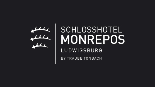 Logo Schlosshotel Monrepos auf schwarzem Hintergrund 
